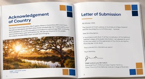 NJCA spread with the Acknowledgement of Country and Letter of Submission