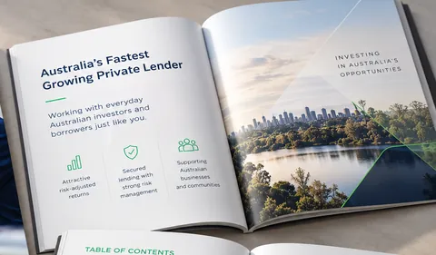 PSA memorandum spread: Australia's Fastest Growing Private Lender with three benefit icons